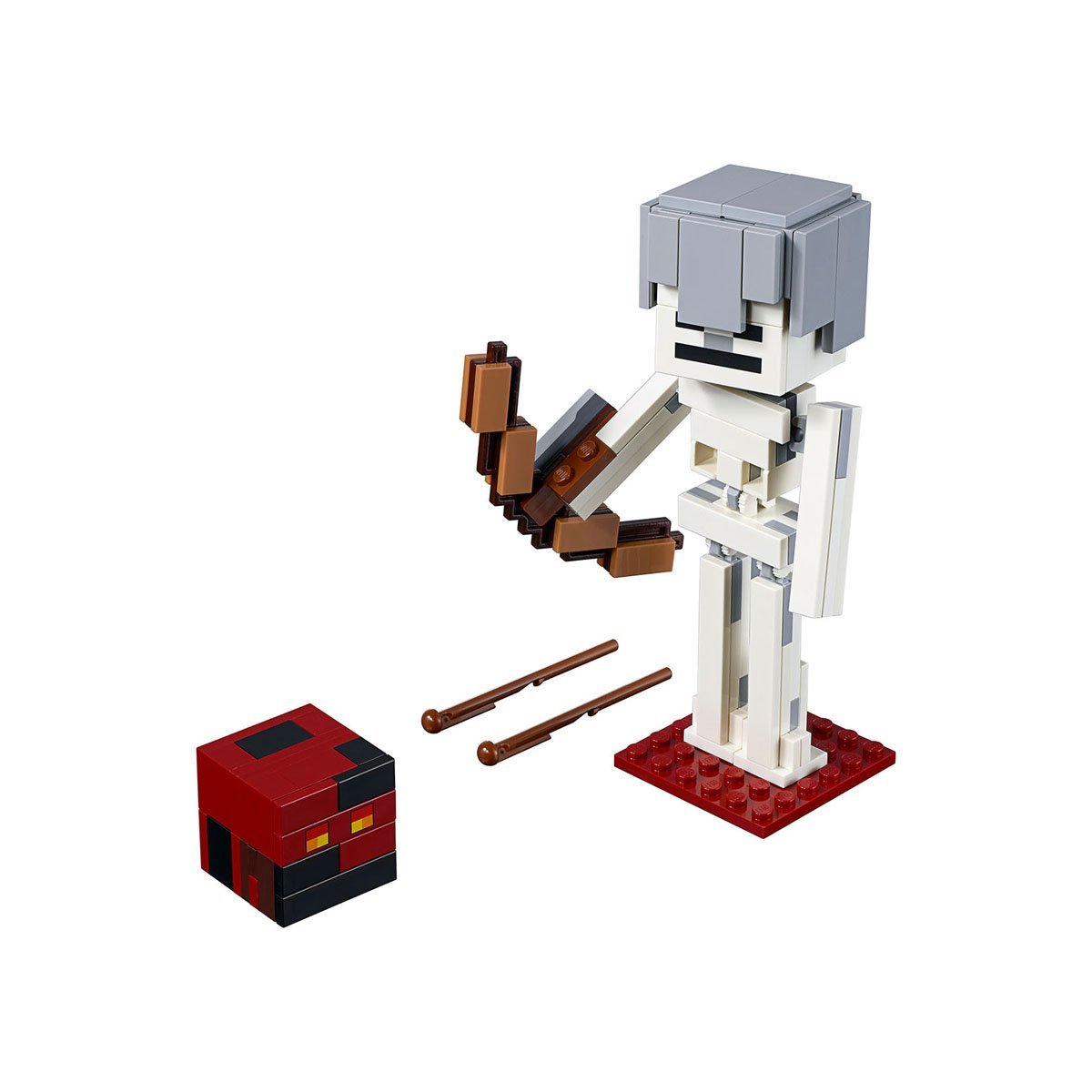 Bigfig Minecraft Esqueleto con Cubo de Magma Lego