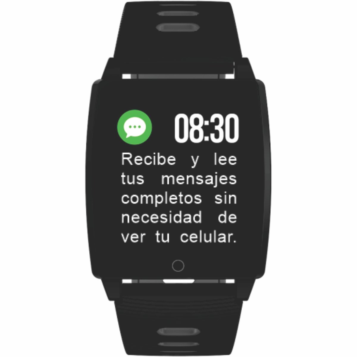 Smart Watch o reloj inteligente para hombre con pulsera caucho negra