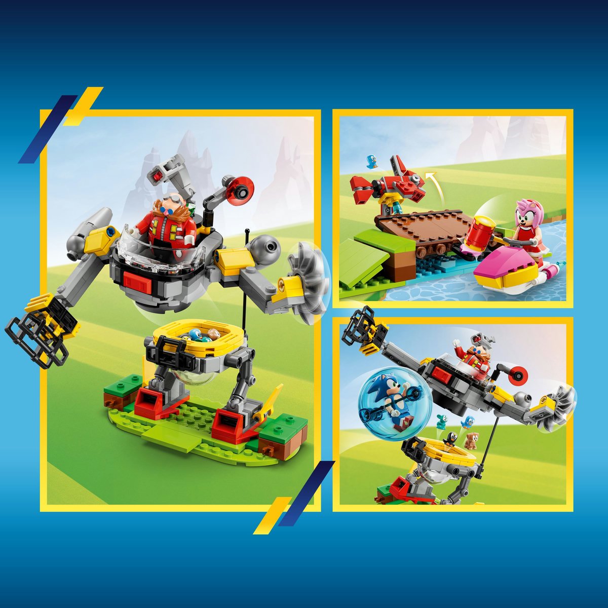 Lego-sonic o jogo ouriço, zona colina verde, desafio loop, construção de  brinquedo com 9 personagens