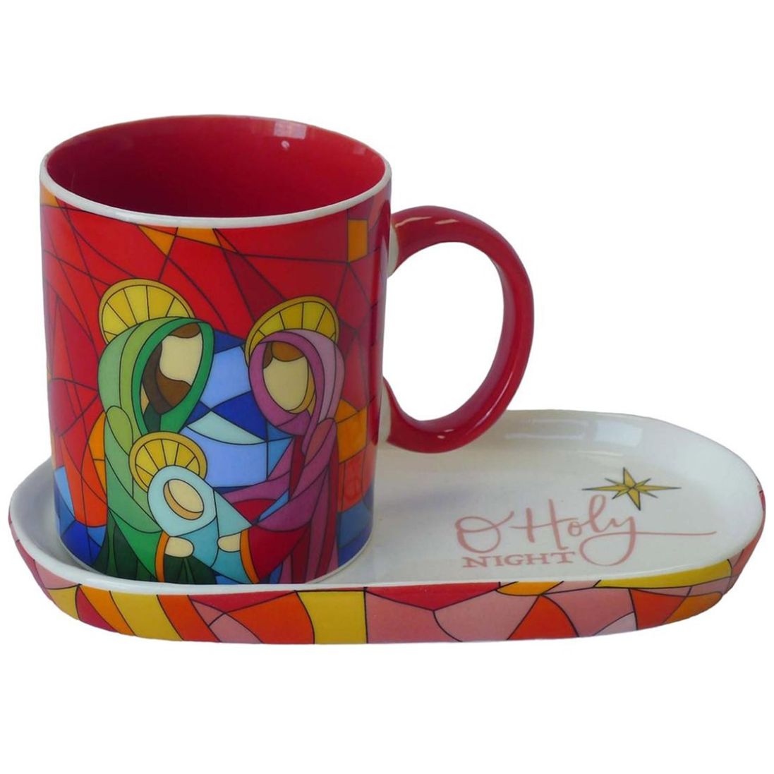 Juego Navidad de 2 Piezas Taza 500Ml Y Plato 17.5X13.5X8Cm Santini