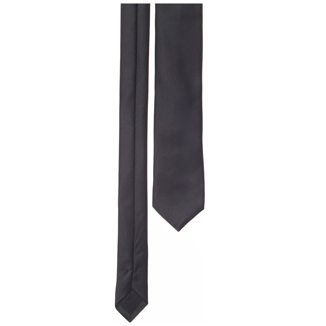 Corbata estrecha negra de tela lisa sin dibujo