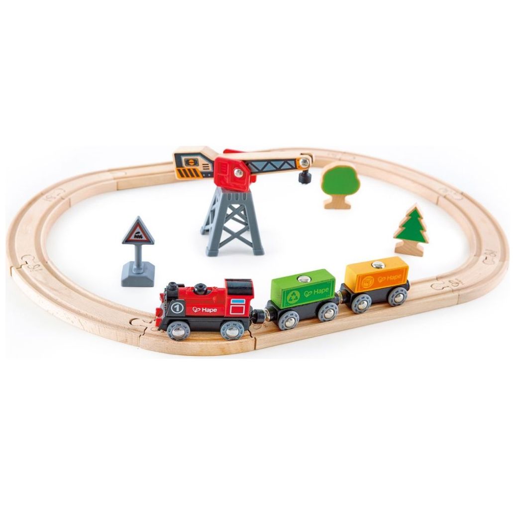 Set de Pista Circuito con Tren de Carga y Descarga Hape