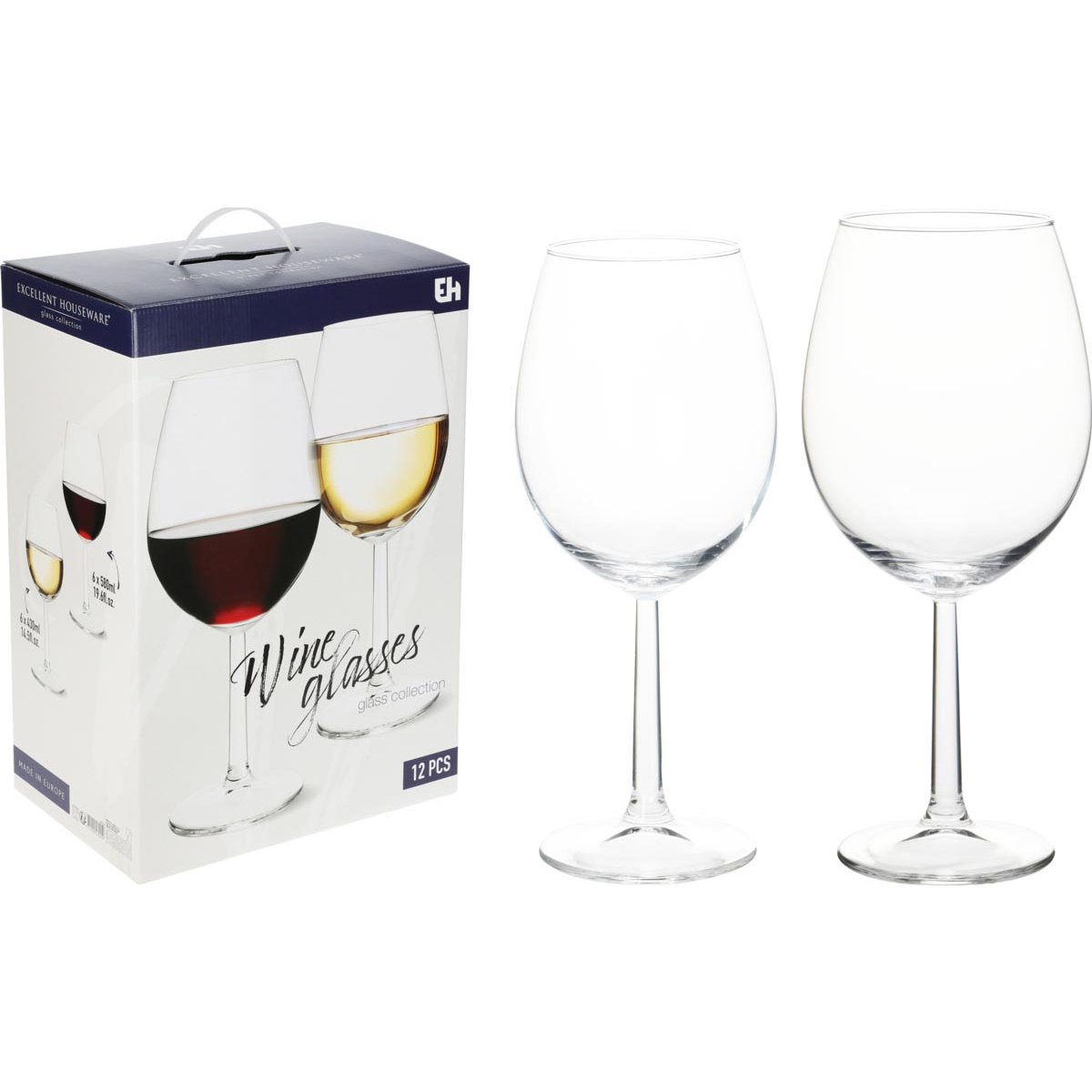 Set 12 Copas de Cristal Transparente para Vino