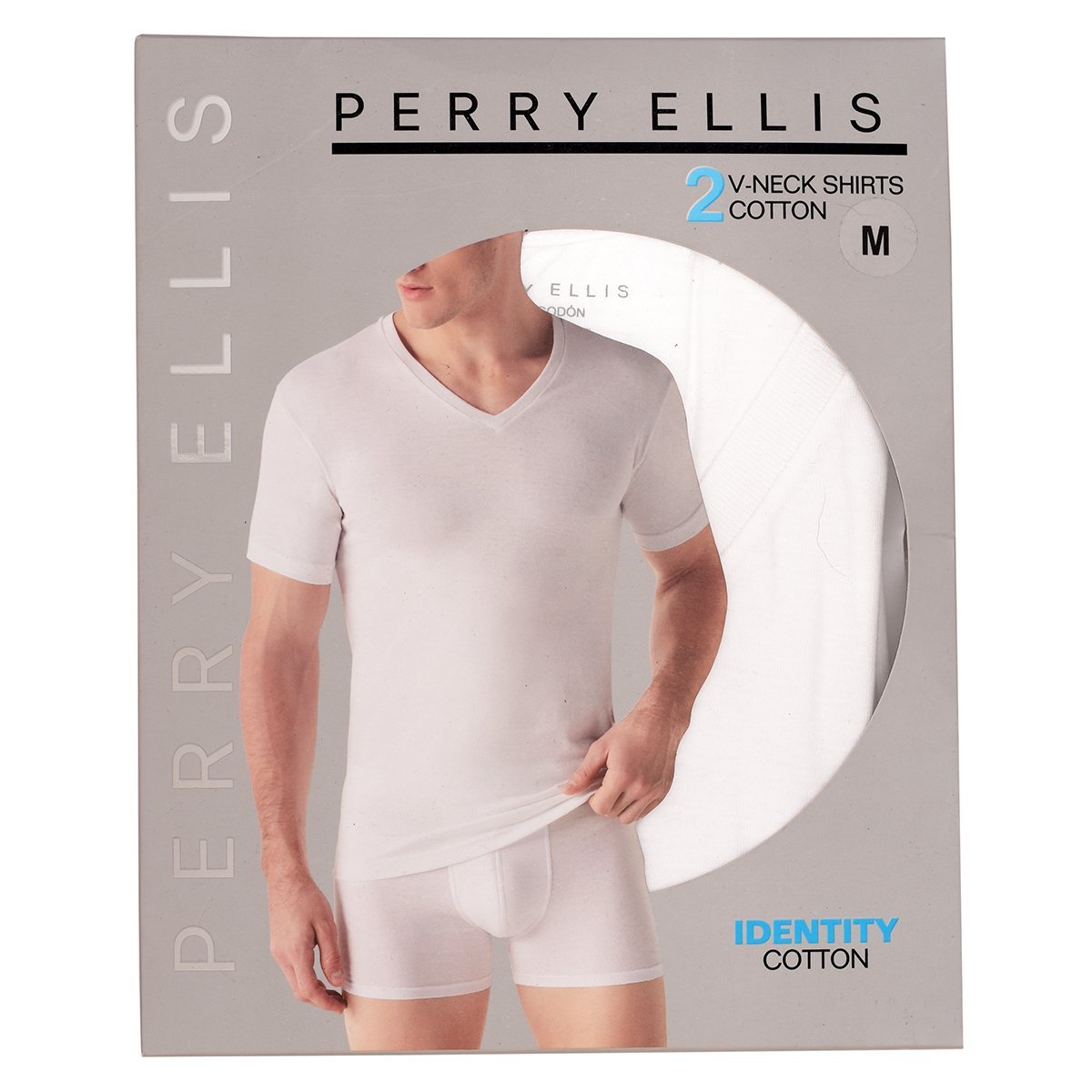 Playera Pijama para Hombre Color Blanco 2Pack Cuello V Perry Ellis