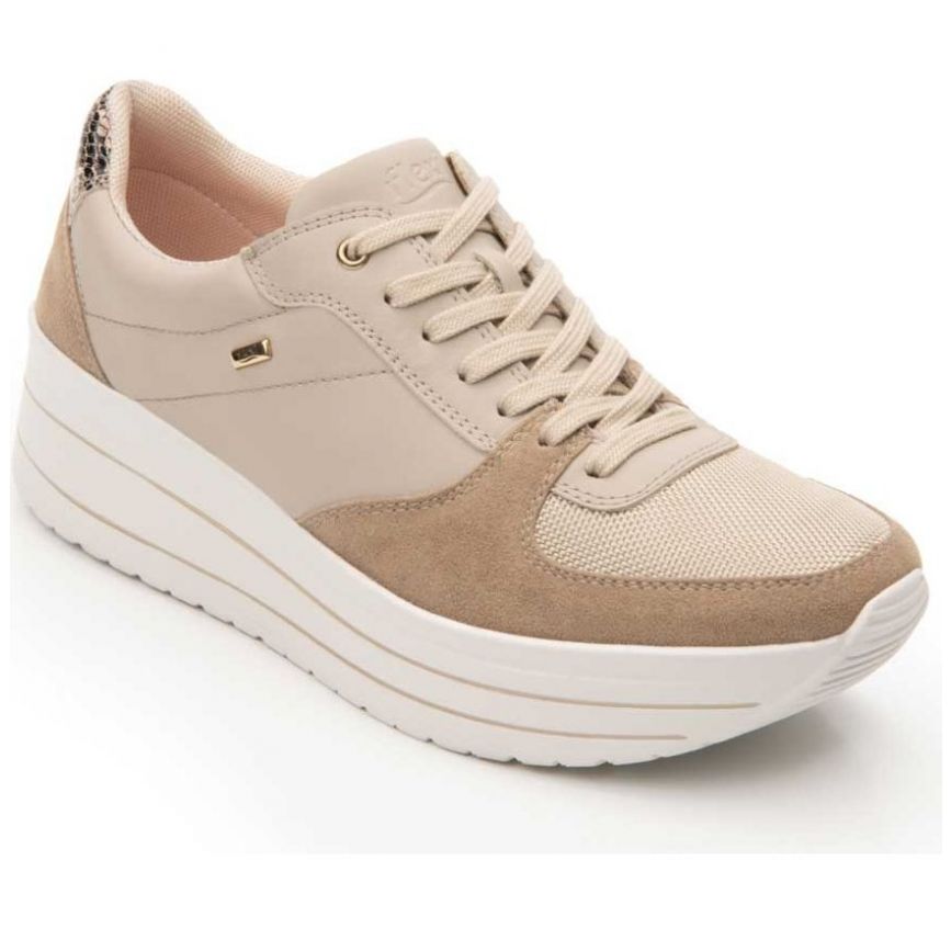 Tenis para Mujer con Plataforma Color Beige Flexi