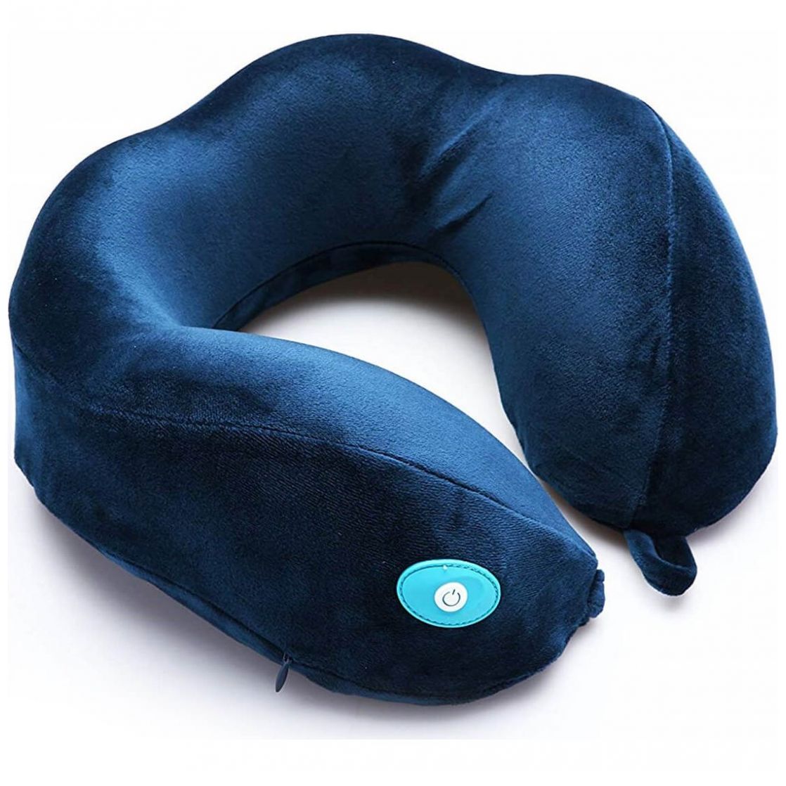 Microbead - Almohada de viaje para el cuello, almohada de masaje vibratoria  para hombres y mujeres, funciona con pilas, color azul