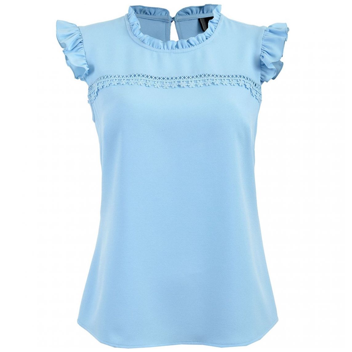 Blusa Lisa Manga Olan Cuello Mao Michel Paulini para Mujer Petite