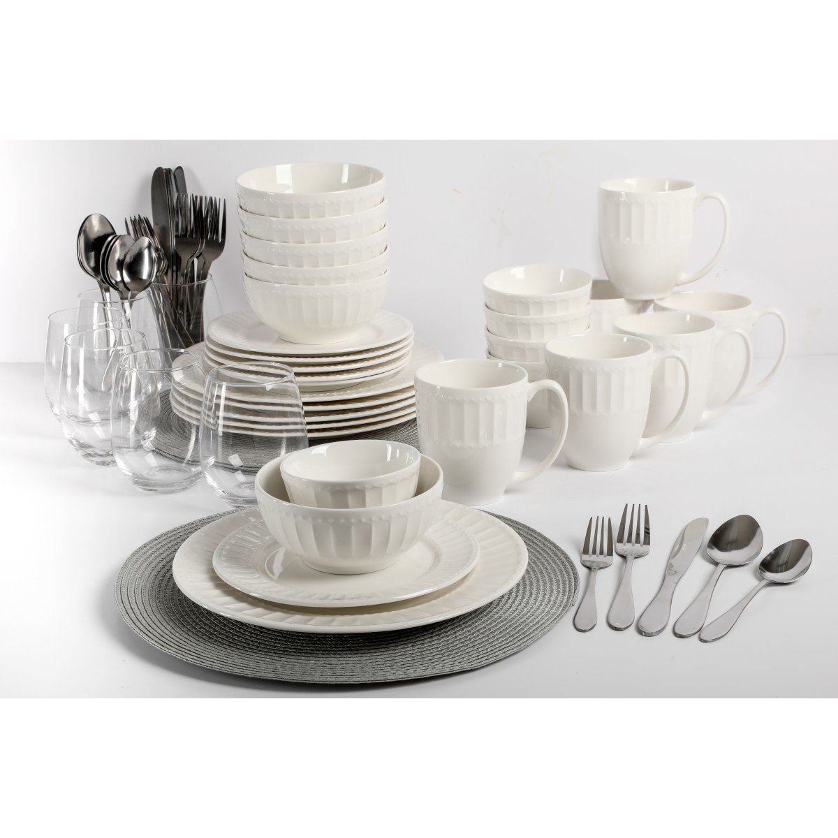 Set Vajilla Extravagant 72 Piezas Grabada Porcelana Blanca Gourmet  Expressions