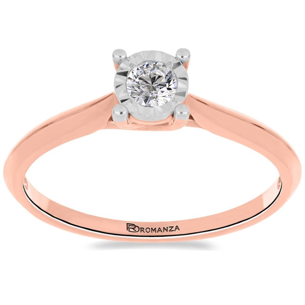 Anillo de Compromiso Oro Rosa14K y 0.15 Qts Diamante