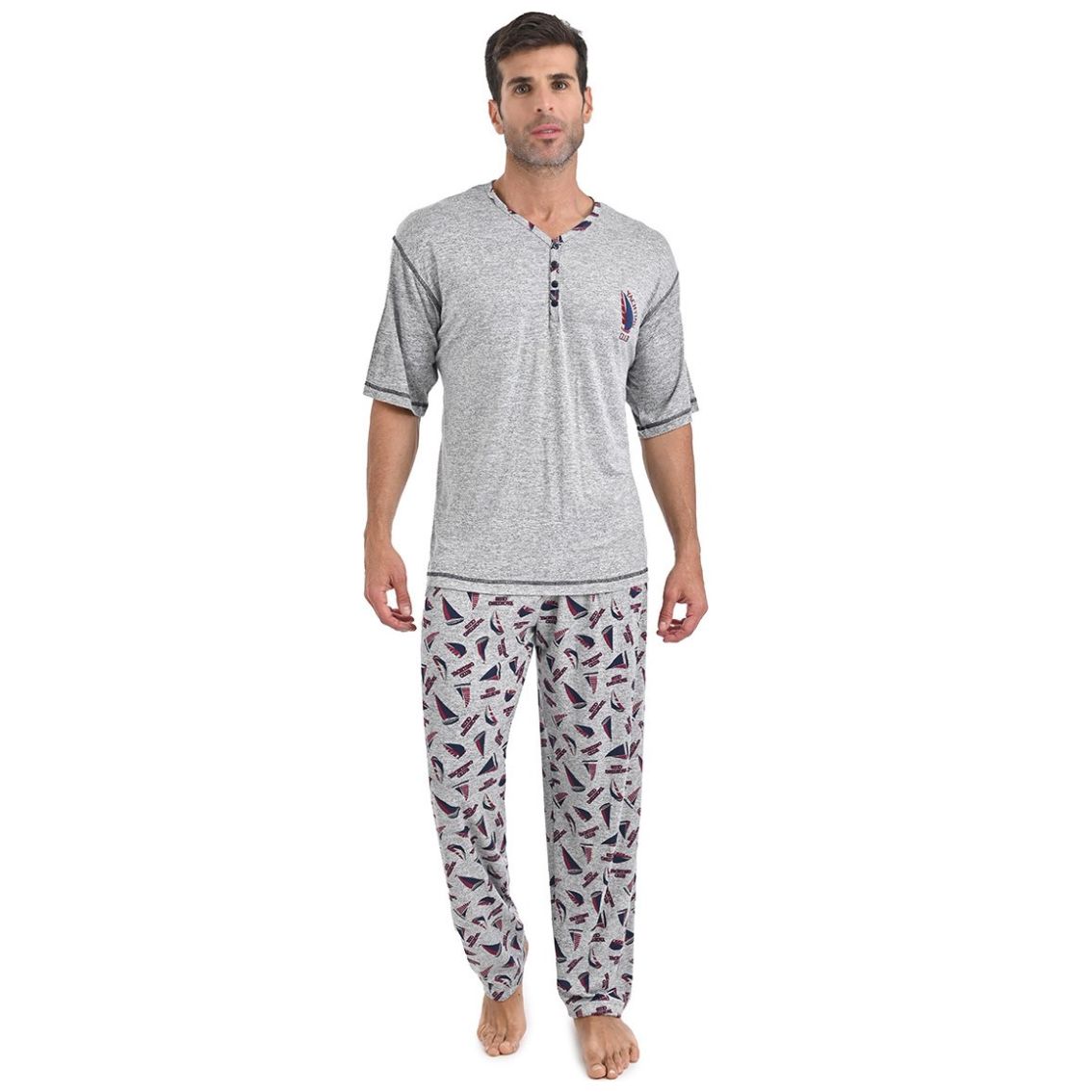 Sykooria Pijama Hombre Verano 100% Algodón 2 Piezas Pijamas Pantalon Corto  Hombre y Pijamas de Hombre Manga Corta Pijama Corto Hombre para Dormir Casa