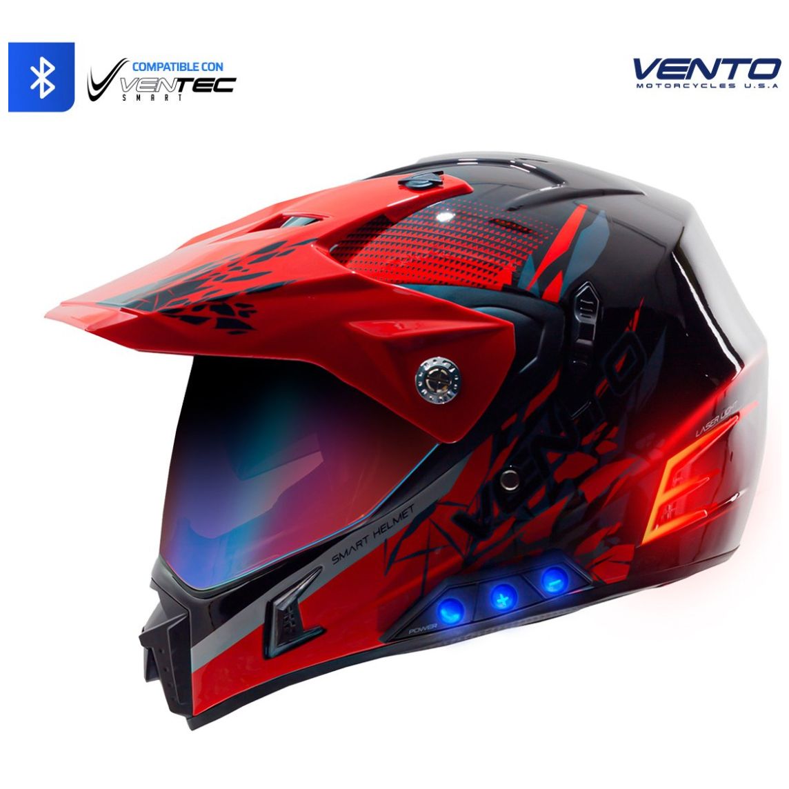 Casco para moto talla M certificado bluetooth rojo VENTO EXOSKELETON CR2