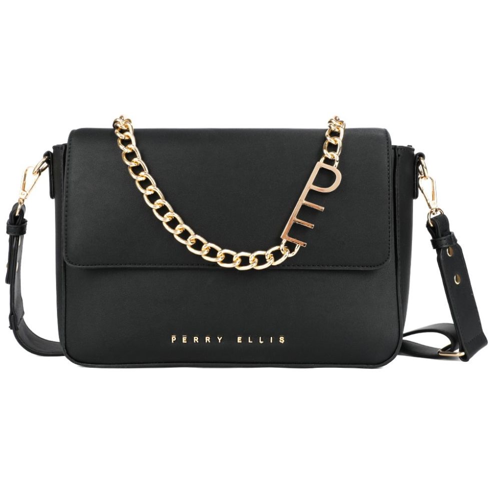 Bolsa Estilo Crossbody Marca Perry Ellis Color Negro