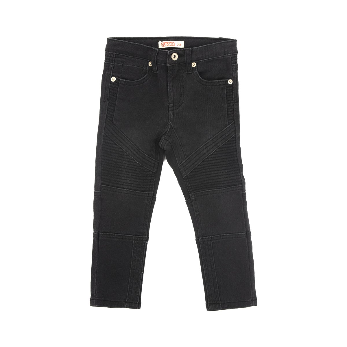 Jeans con Moto Alforzas Color Negro