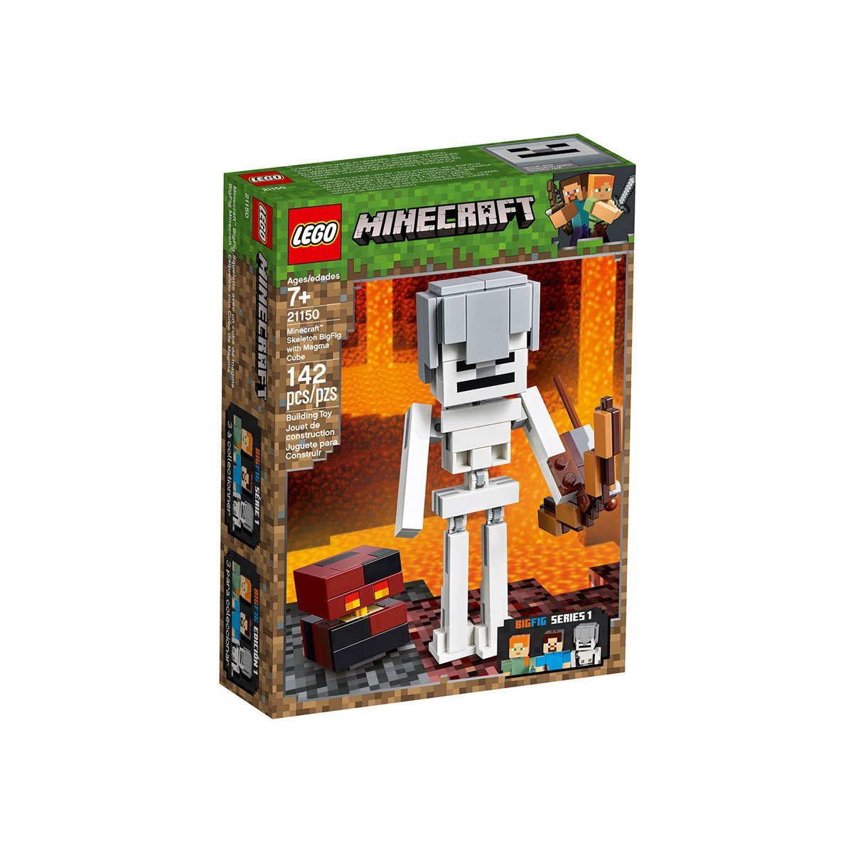 Bigfig Minecraft Esqueleto con Cubo de Magma Lego