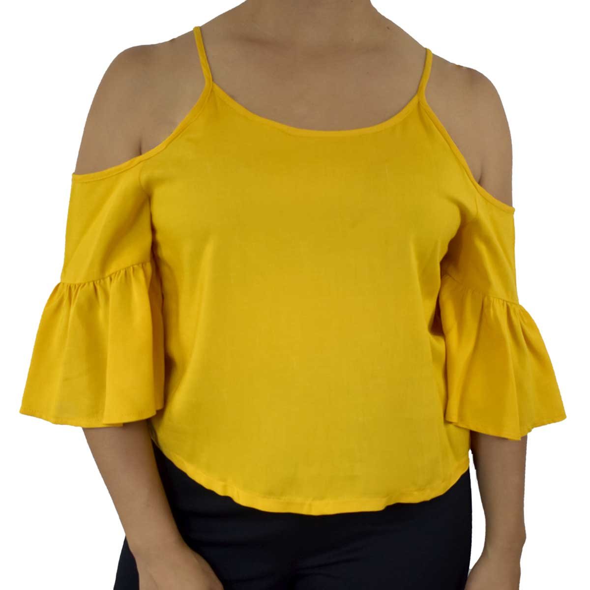 Blusa Manga Corta con Vuelo Berenjena