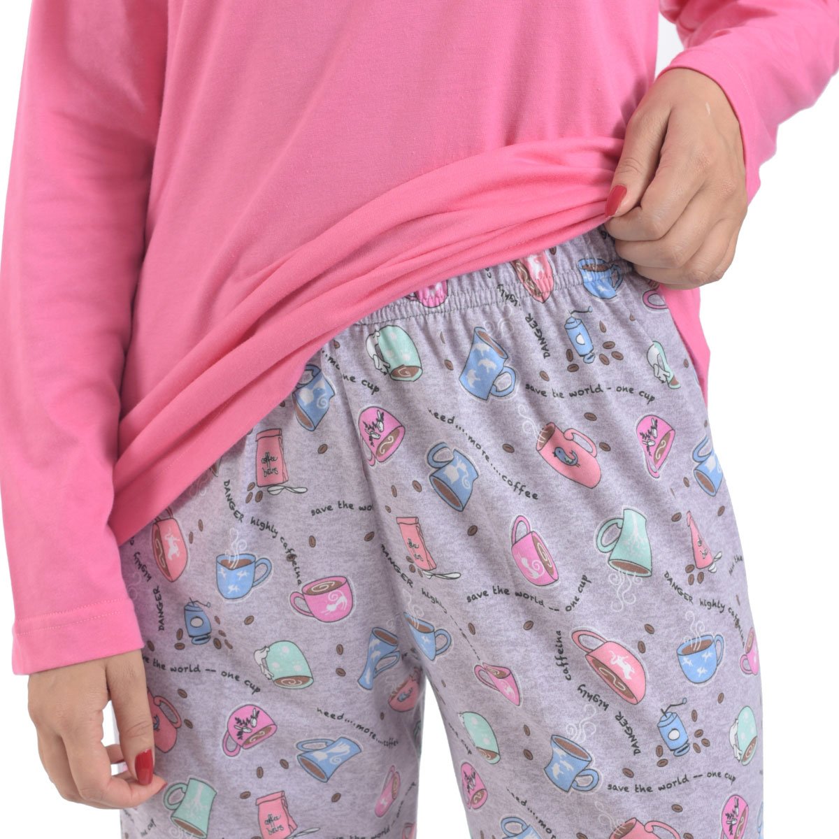 Pijama con Tazas de Caf&eacute; Playera Y Pantal&oacute;n Sugar &amp; Milk