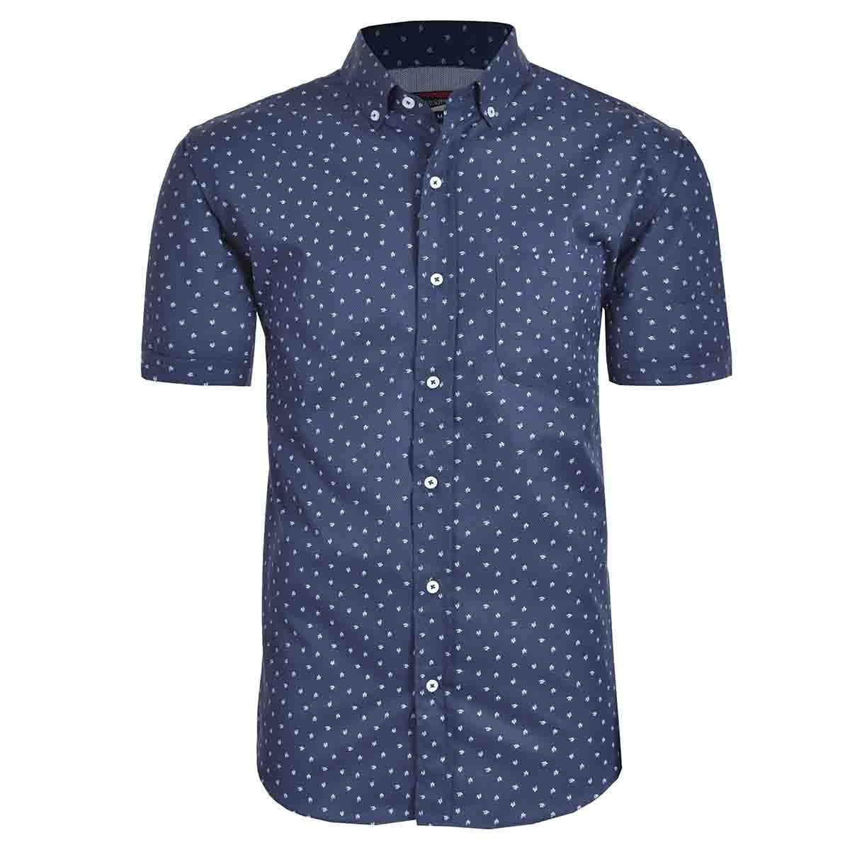 Camisa Casual Azul Manga Corta Regular Carlo Corinto