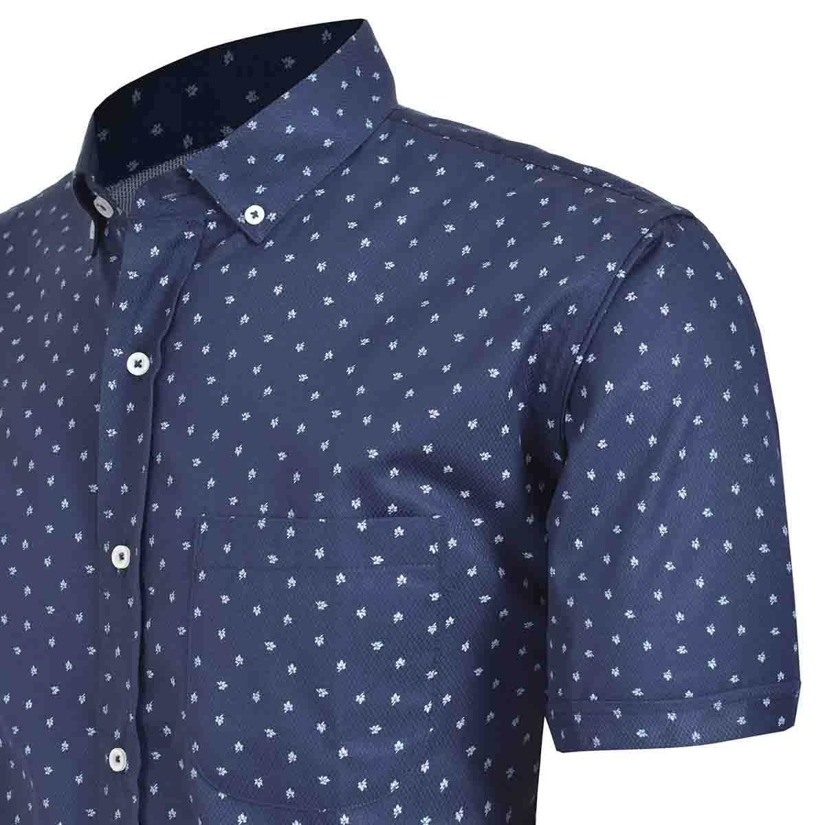 Camisa Casual Azul Manga Corta Regular Carlo Corinto