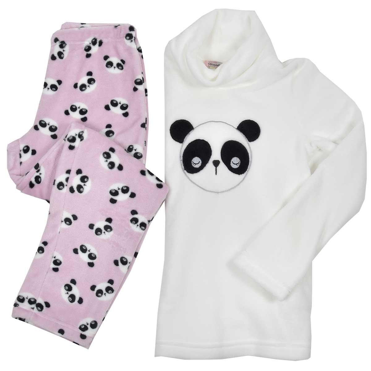 Pijama Flannel Play de Cuello Alto Estampado de Panda Incanto