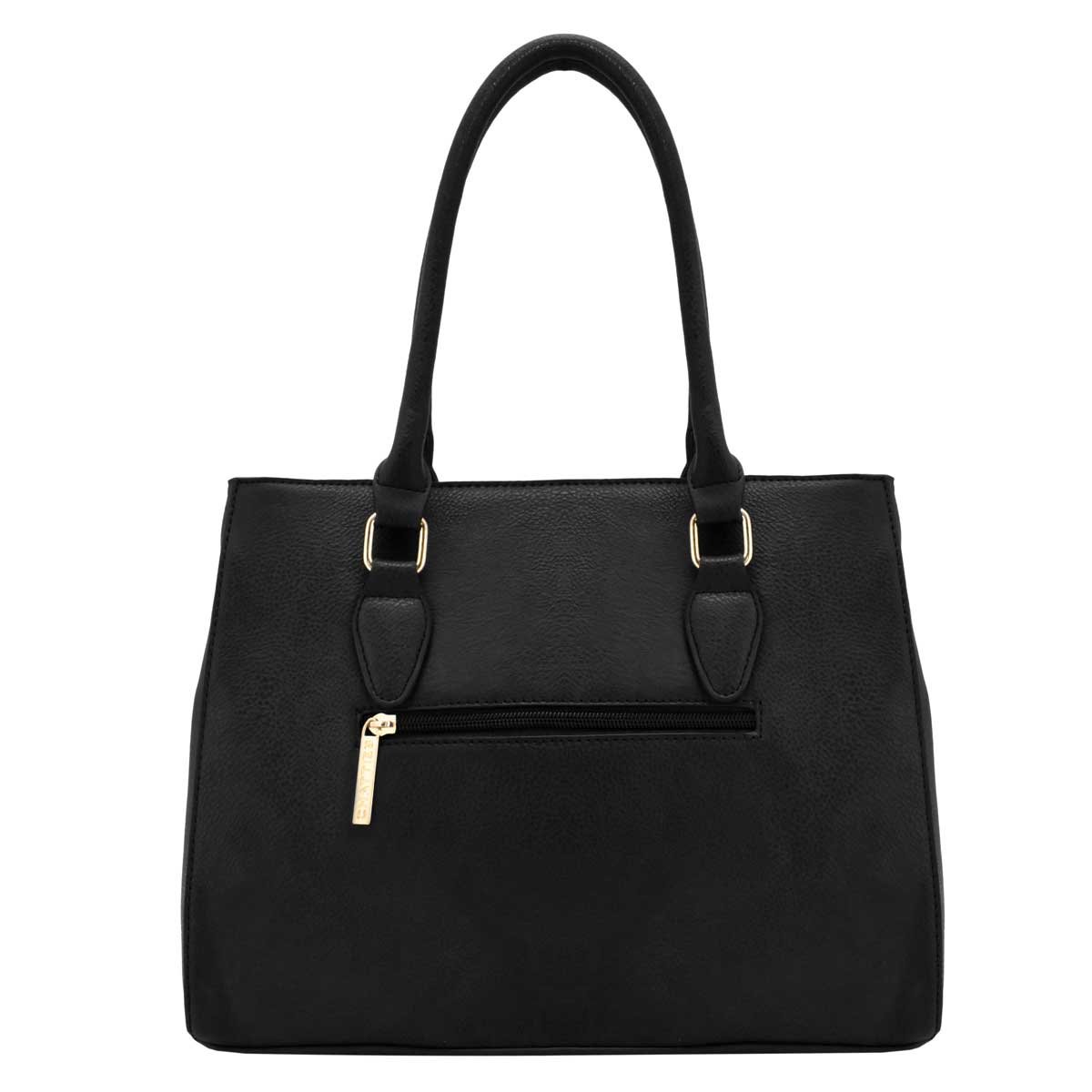 Bolso Satchel Negro con Detalles Dorados Chatties