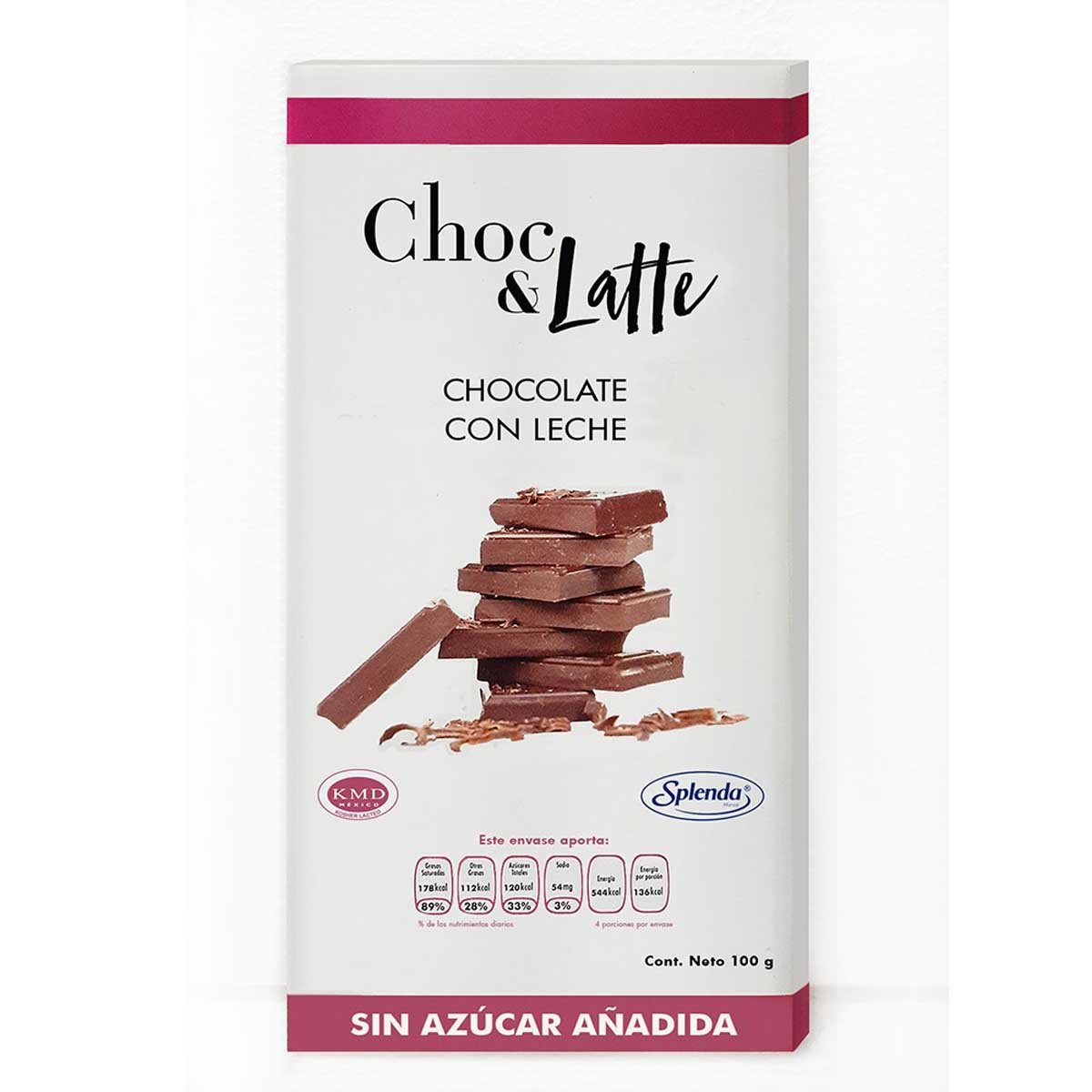 Chocolate con Leche Sin Azucar Linea Blanca Choc & Latte 100 Grs