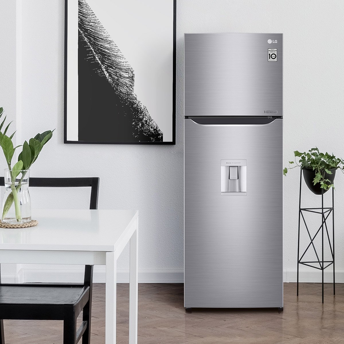Refrigerador LG Top Mount Smart Inverter con Dispensador de Agua 11 Pies Platino Gt32Wdc