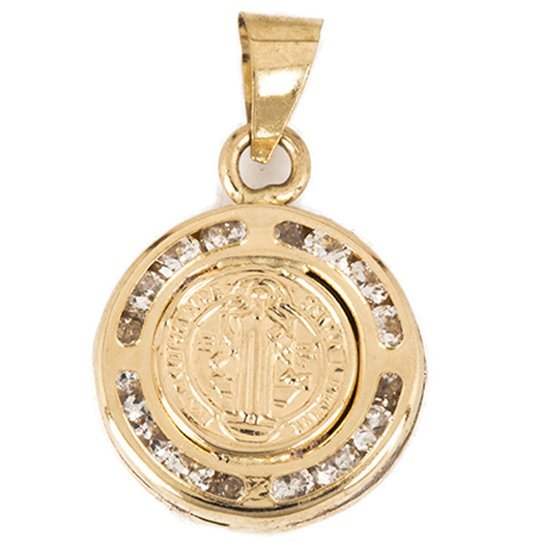 Medalla San Benito Relieve Circonias Sini