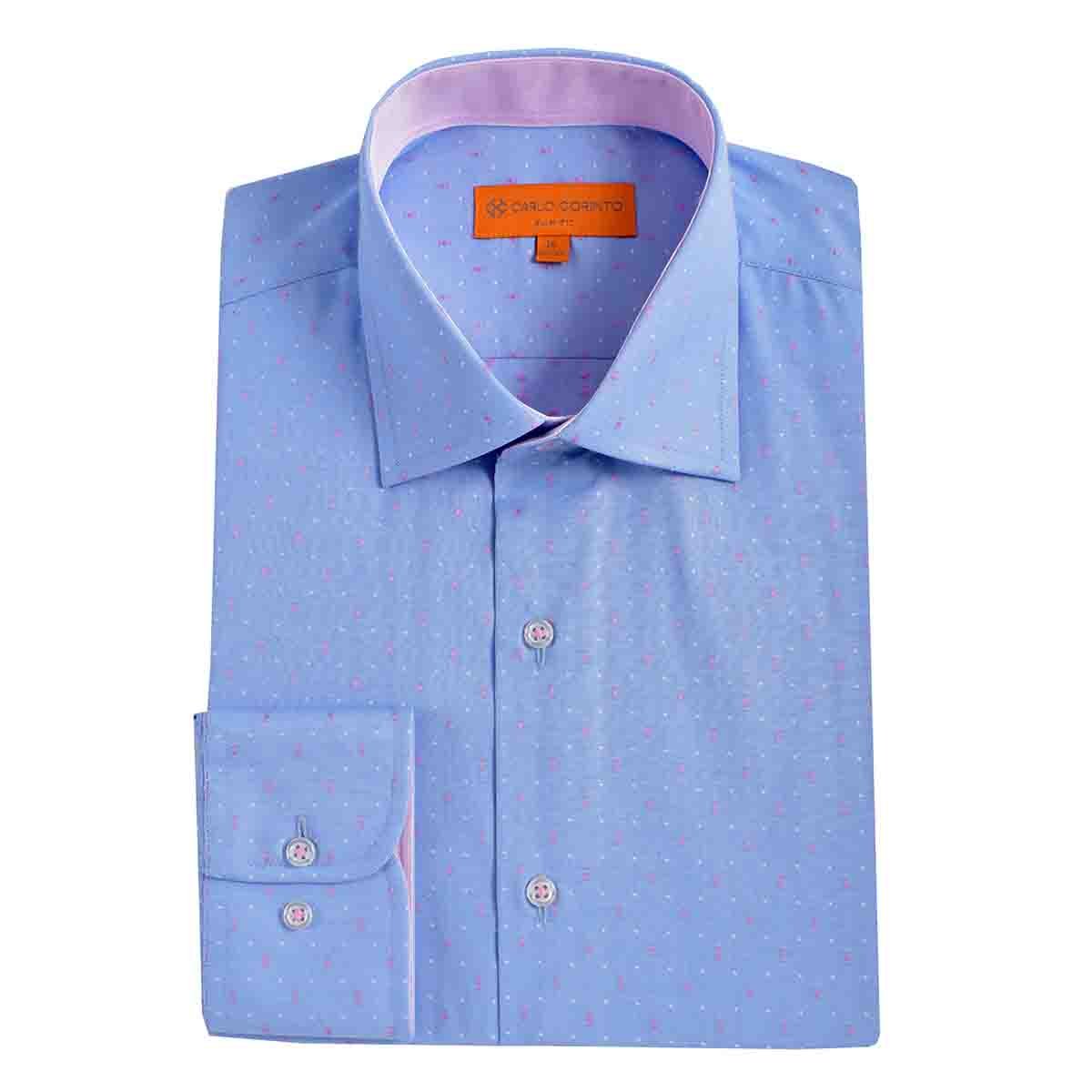 Camisa de Vestir Slim Fit Azul Secf-0719 Carlo Corinto para Caballero