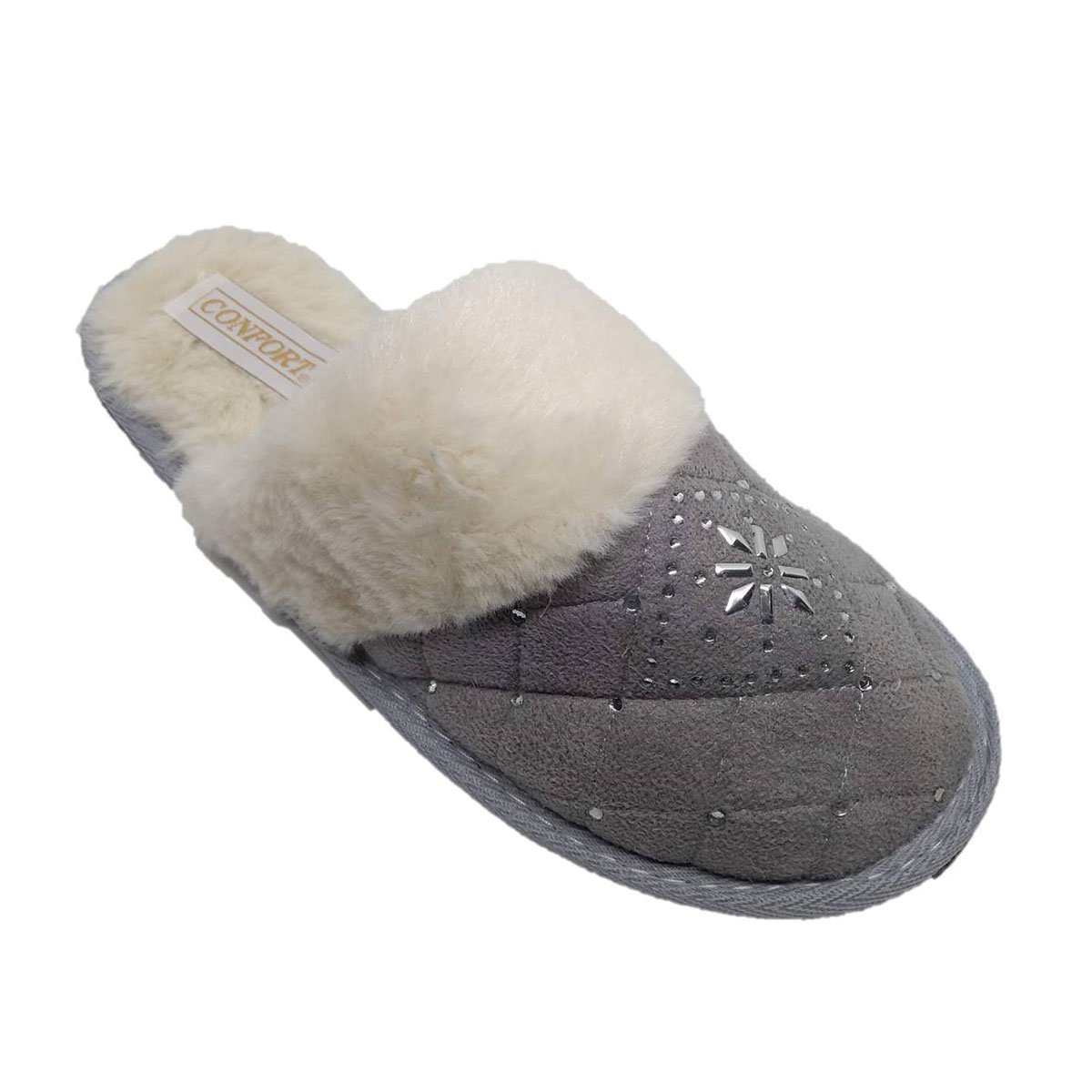 Pantufla Capitonado con Aplicaciones Confort