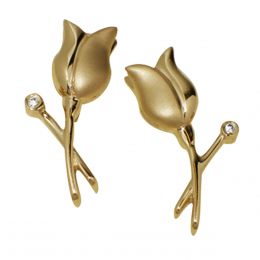 Aretes Fianelli Tulipán En Oro Amarillo 14K Con Un Punto De Diamante Fianelli