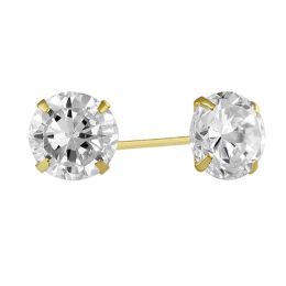 Broqueles De Oro 14K Recto 5Mm Circonia Sabelli