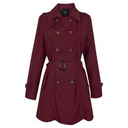 Gabardina Roja Con Cinturón Y Botones Basel