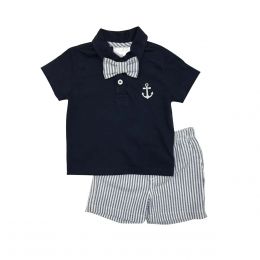 Conjunto Polo Y Short Color Marino Coccolato