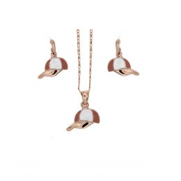 Juego De Arete, Dije Y Cadena En Forma De Gorra Coco Cherie