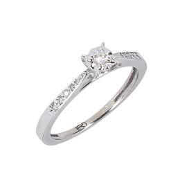 Anillo Solitario De Ilusión Con 12 Puntos De Diamante Romanza
