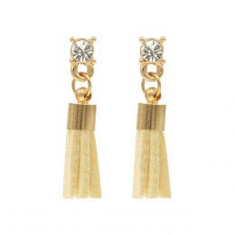 Aretes En Acabado Dorado Con Tassel Beige Steve Madden