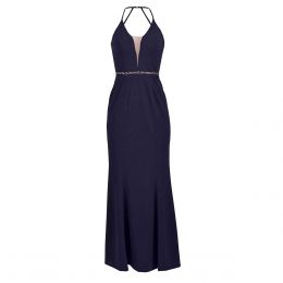 Vestido De Fiesta Largo Con Tirantes Y Aplicaciones En Cintura