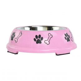 Plato De Acero P/mascota C/ Base Decorada 16 Oz Acuario Lomas