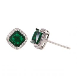 Aretes Con Circonia Cristal Y Esmeralda Artre .925