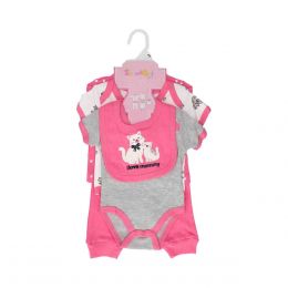 Kit 5 Piezas Para Bebé Sweet & Soft Rosa Bordado De Gatitos
