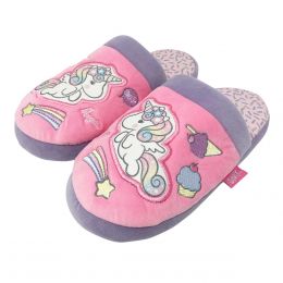 Pantufla Bordada Unicornio Onix Rosa Arra