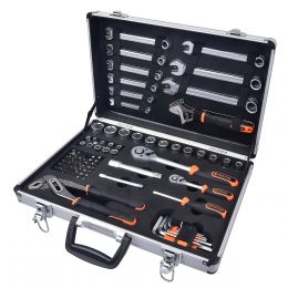 Set Autocle Herramientas 77 Piezas (Métrico) Caja De Metal Pulido Tactix