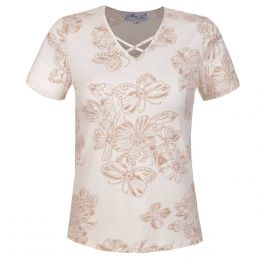 Blusa Estampada Cuello V Con Bies Cruzados Michel Rene