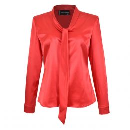 Blusa Lisa Con Corbatín Manga Larga Michel Paulini