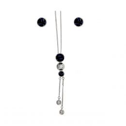 Juego De Arete+Dije+Cad Moonlight Con Acabado Rodio Coco Cherie