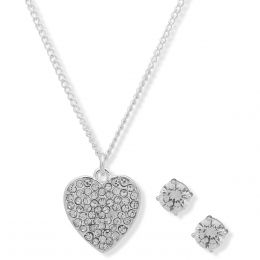 Set Collar Y Aretes De Acero Plateado Nine West
