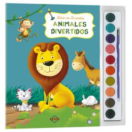 Animales Divertidos - Libros Acuarelas + Pincel Lexus