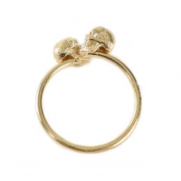 Anillo Dama Acabado Dorado Con Cráneos Doble O