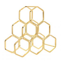 Portavinos De 6 Secciones Metal Dorado 11.81X4.33X11.42