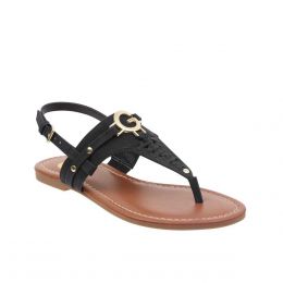 Sandalia Con Tira Cruzada Y Pulsera En Tobillo Color Negro G By Guess